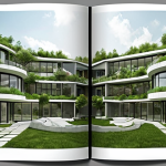 **A striking architectural portfolio showcasing sustainable design principles, emphasizing green building techniques, and innovative problem-solving.** (Focus: Sustainable Architecture Portfolio)