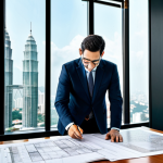 **

"A successful architect, fully clothed in a professional blazer and modest trousers, reviewing blueprints in a brightly lit, modern architectural office. Large windows overlook Kuala Lumpur's skyline. Safe for work, appropriate content, perfect anatomy, correct proportions, natural pose, well-formed hands, proper finger count, professional, family-friendly, high quality."

**