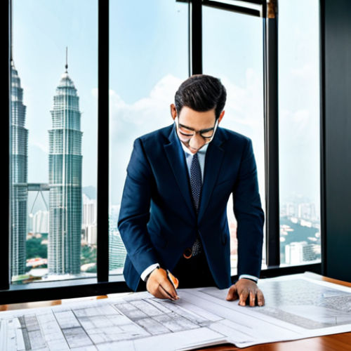 **

"A successful architect, fully clothed in a professional blazer and modest trousers, reviewing blueprints in a brightly lit, modern architectural office. Large windows overlook Kuala Lumpur's skyline. Safe for work, appropriate content, perfect anatomy, correct proportions, natural pose, well-formed hands, proper finger count, professional, family-friendly, high quality."

**